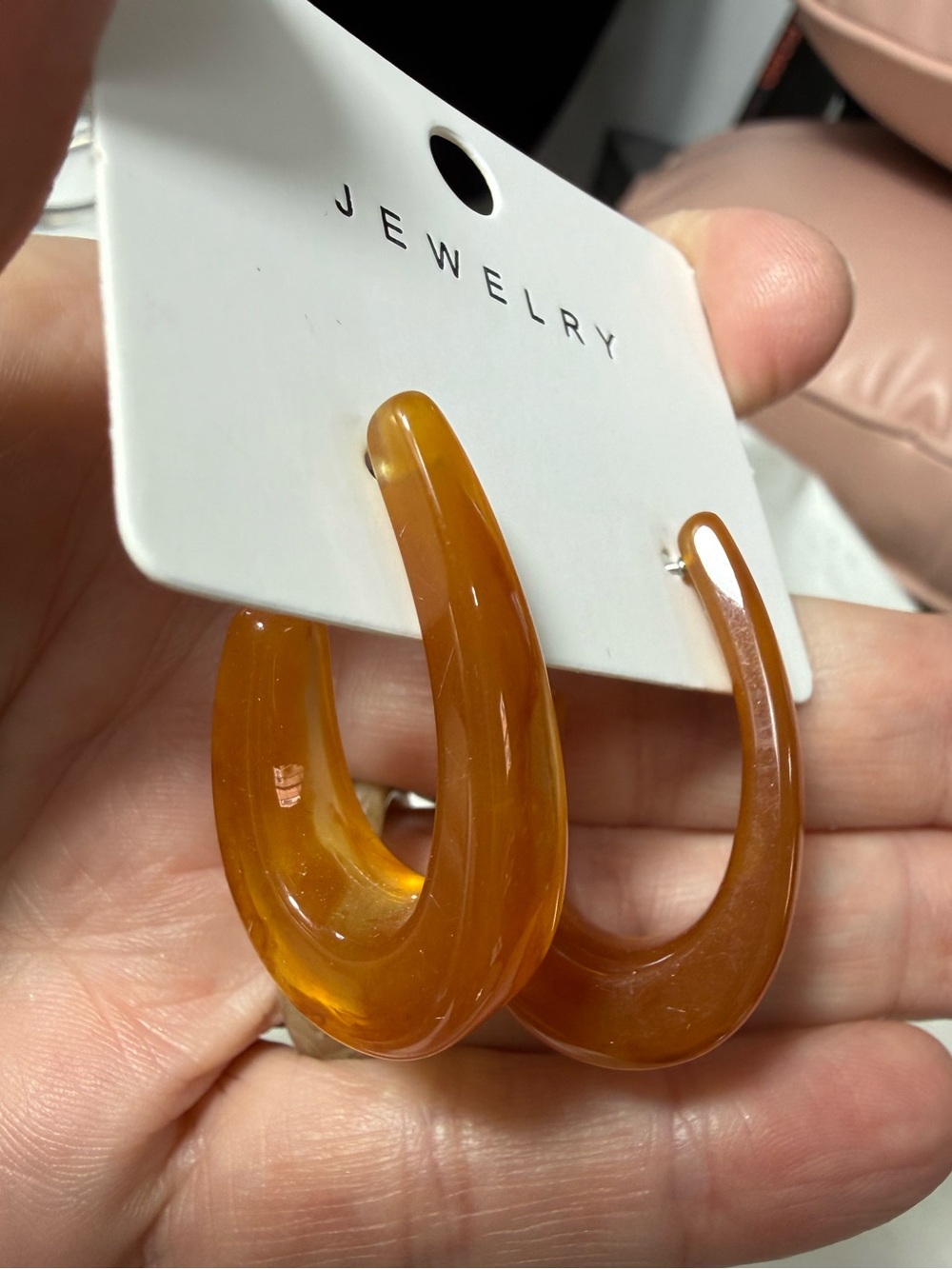 Lucite teardrop curved post earrings hypoallergenic NWT modern chic artisic